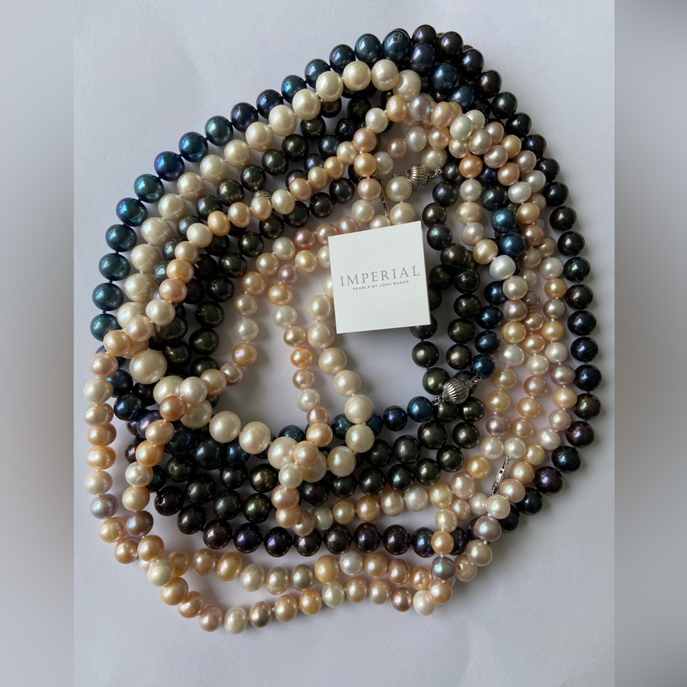 Imperial pearls by Josh Bazar, 24”, freshwater, 925 clasp.  Dark purple - Picture 7 of 8